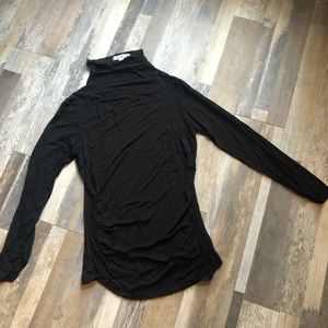 Black Turtleneck with Gathered Accents